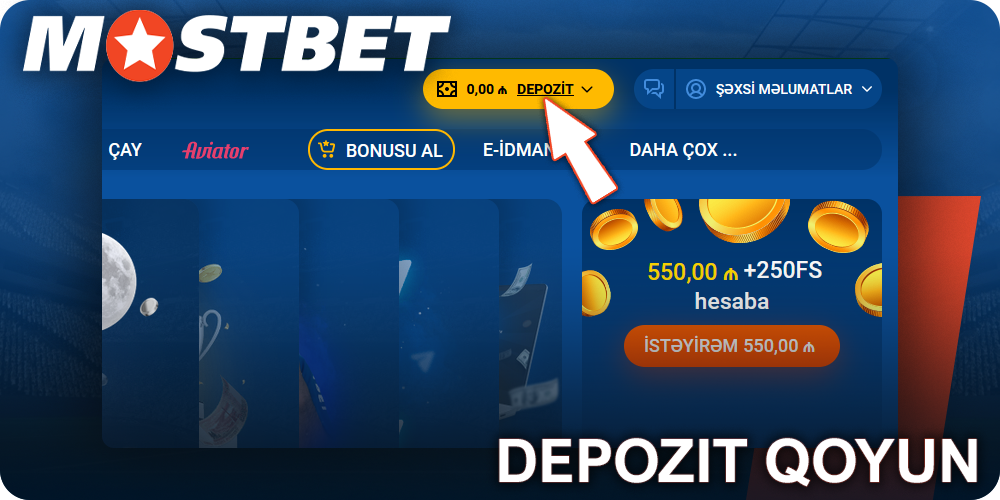 Mostbet-ə əmanət qoyun və kazino oyunlarına başlayın